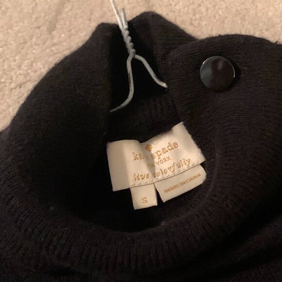 Kate Spade Wool Sweater with Silk Polka Dot Trim Size S - Picture 2 of 6